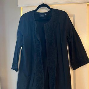 Madison Mathews Navy Hand Embroidered Jacket